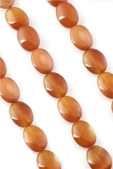 Karnelyan Akik Doğal Taş Parlak Oval Kesim 18x25mm Dizi