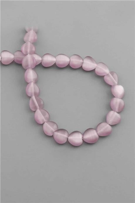 Kedi Gözü Doğal Taş Parlak Açık Lila Kalp Kesim 10x4mm Dizi [AB]