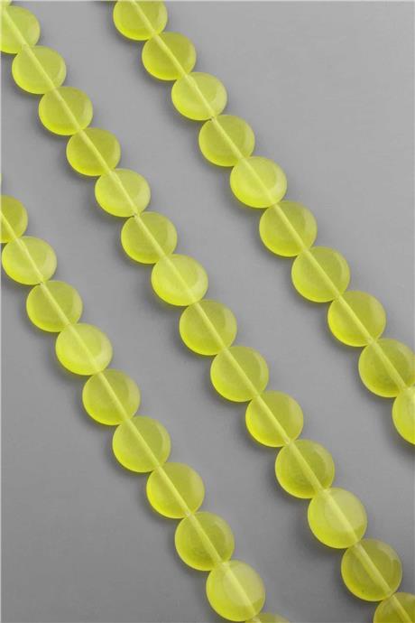 Kedi Gözü Doğal Taş Parlak Sarı Daire Kesim 15x5mm Dizi [AB]