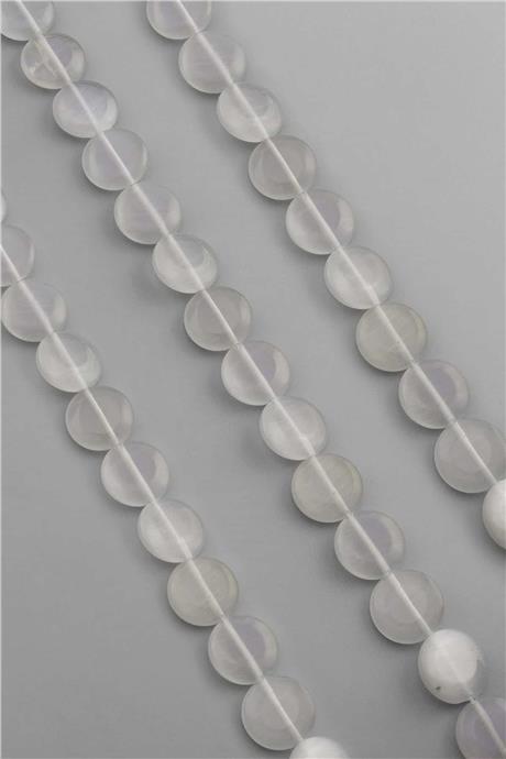 Kedi Gözü Doğal Taş Parlak Gri Daire Kesim 15x5mm Dizi [AB]