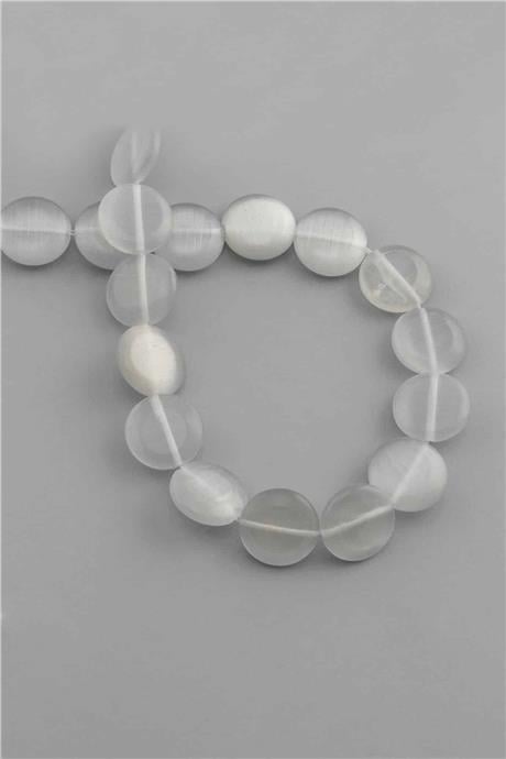 Kedi Gözü Doğal Taş Parlak Gri Daire Kesim 15x5mm Dizi [AB]