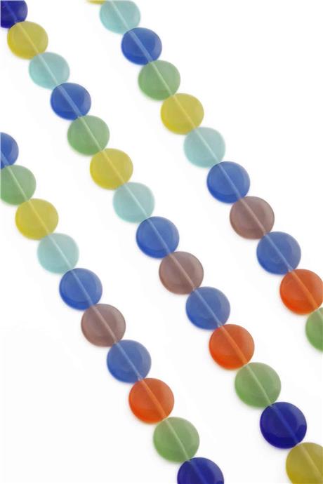 Kedi Gözü Doğal Taş Parlak Karışık Daire Kesim 15x5mm Dizi [AB]