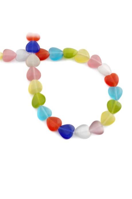 Kedi Gözü Doğal Taş Parlak Karışık Kalp Kesim 10x4mm Dizi [AB]