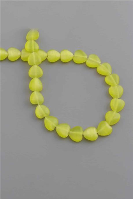 Kedi Gözü Doğal Taş Parlak Sarı Kalp Kesim 10x4mm Dizi [AB]