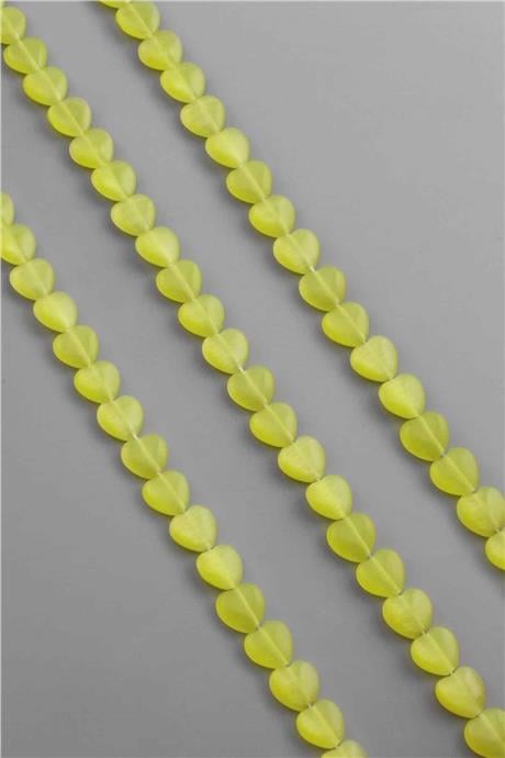Kedi Gözü Doğal Taş Parlak Sarı Kalp Kesim 10x4mm Dizi [AB]