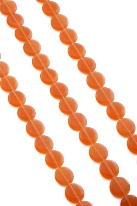 Kedi Gözü Doğal Taş Turuncu Daire Kesim 15x5mm Dizi