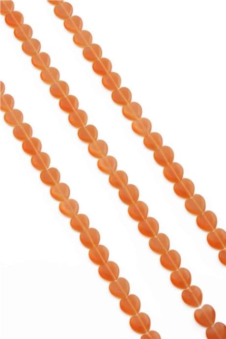 Kedi Gözü Doğal Taş Parlak Turuncu Kalp Kesim 10x4mm Dizi [AB+]