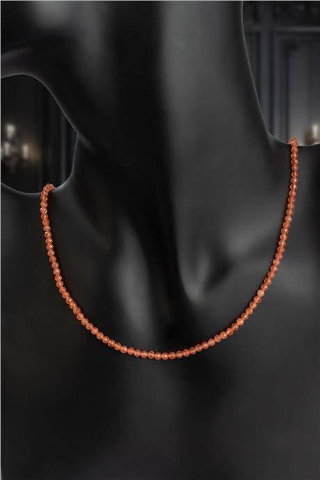 Kedi Gözü Doğal Taş Turuncu Kristal Küre Kesim 3mm Kolye