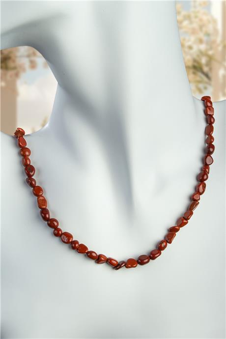Jasper Doğal Taş Tımbıl Kesim Kırmızı 6x8mm Kolye