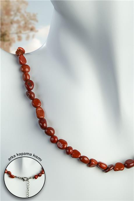 Jasper Doğal Taş Tımbıl Kesim Kırmızı 6x8mm Kolye