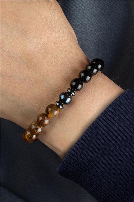 Koç Burç Bilekliği Kaplan Gözü-Kedi Gözü-Oniks-Hematit Doğal Taş 8mm Bileklik