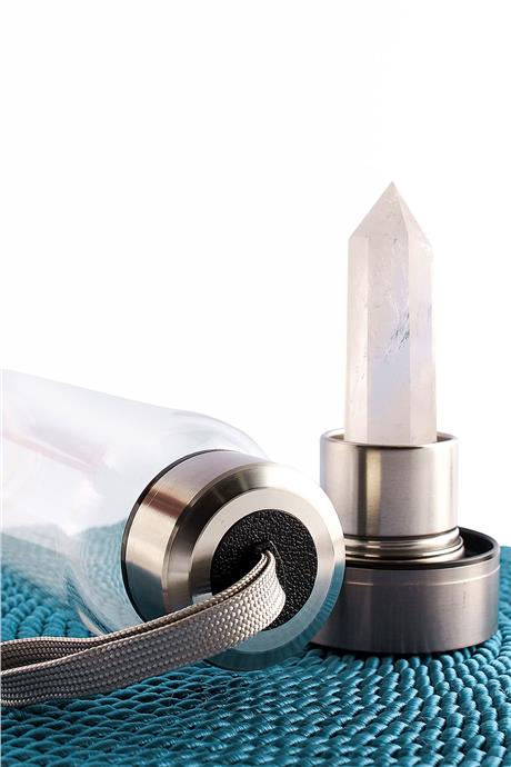 Kristal Kuvars 500 Ml Cam Matara Su Şişesi Kılıflı