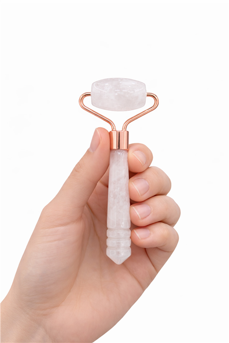 Kristal Kuvars Doğal Taş Altın Tek Taraflı Face Roller Masaj Aleti