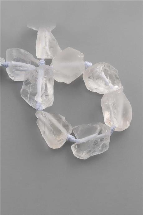 Crystal Quartz Natural Stone Crude Mass Cut 15x25mm String Of Beads