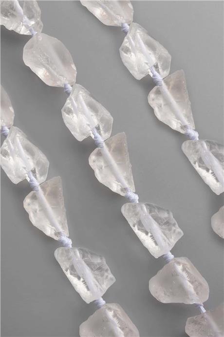 Crystal Quartz Natural Stone Crude Mass Cut 15x25mm String Of Beads