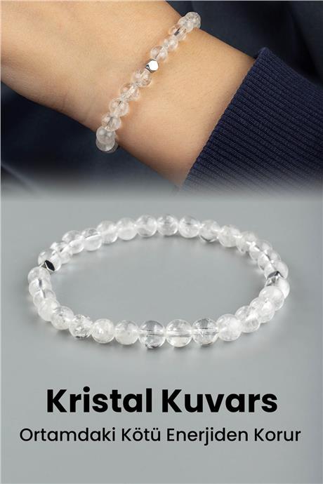 Kristal Kuvars Doğal Taş Küre Kesim 6mm Bileklik