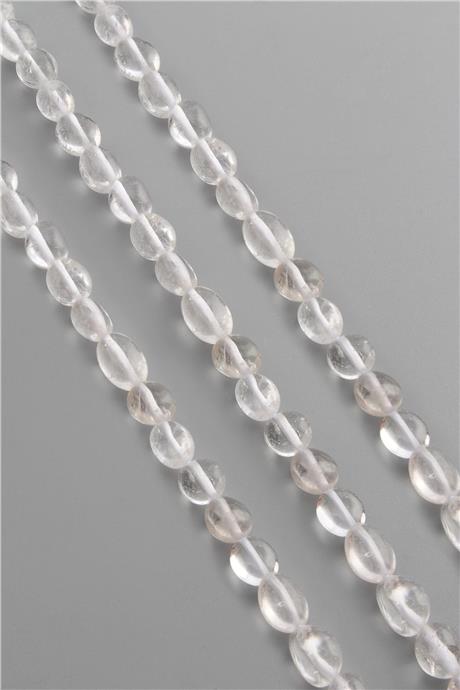 Crystal Quartz Natural Stone Tumbler Cut 6x8mm String Of Beads