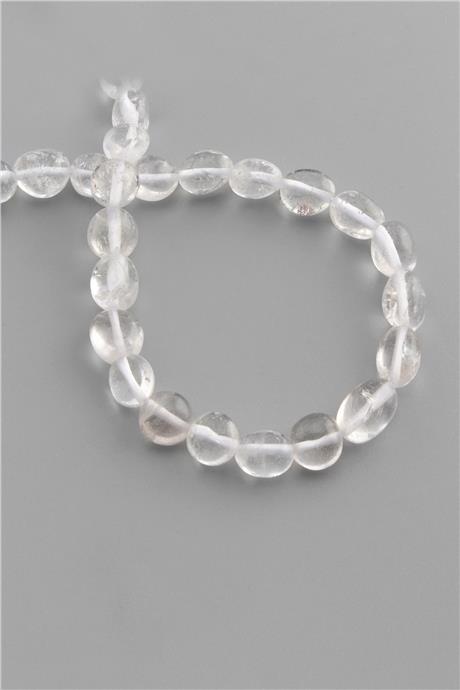 Crystal Quartz Natural Stone Tumbler Cut 6x8mm String Of Beads
