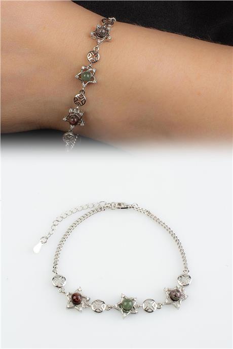 Kristal Kuvars Doğal Taş Zincir Bileklik