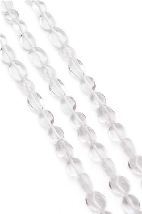 Crystal Quartz Natural Stone Tumbler Cut 8x11mm String Of Beads