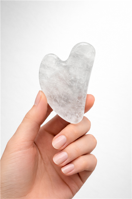 Kristal Kuvars Taşı Gua Sha Kalp Kesim Yüz Masaj Aleti