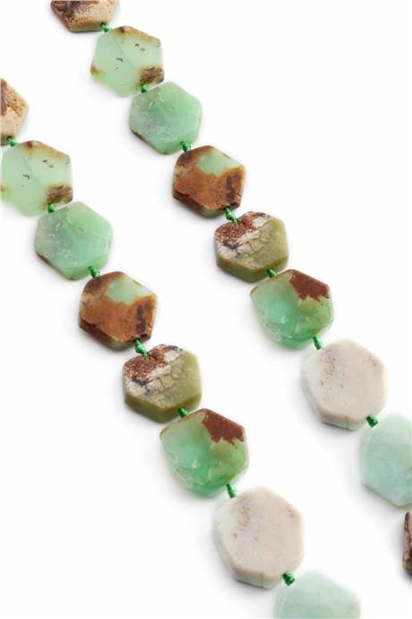 Chrysoprase Natural Stone Flat Hexagon Cut 17x5mm String Of Beads