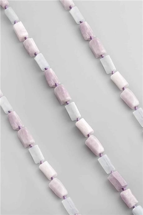 Kunzit-Akumarin Doğal Taş Silindir Kesim 8x12mm Dizi [AA]