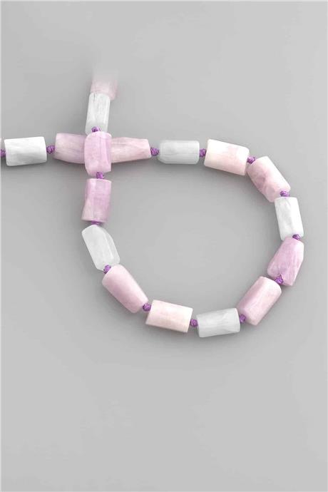 Kunzit-Akumarin Doğal Taş Silindir Kesim 8x12mm Dizi [AA]