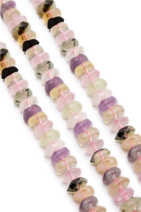 Kuvars Doğal Taş Karışık Rondela Kesim 10X7mm Dizi