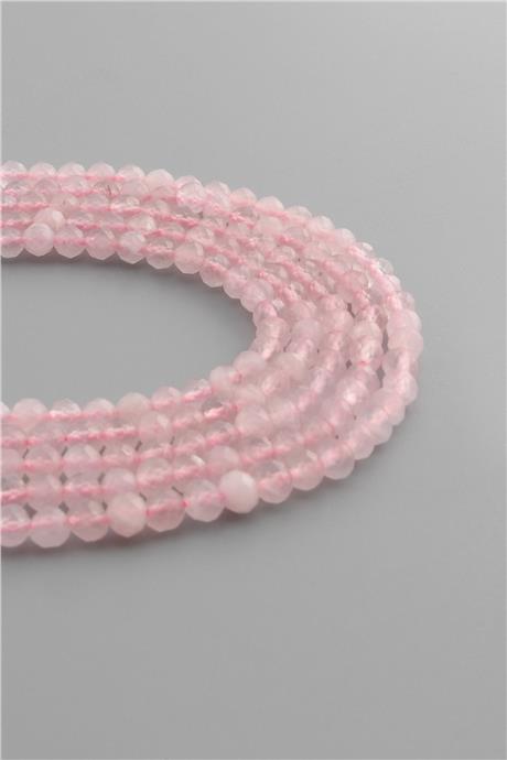 Pembe Kuvars Doğal Taş Kristal Kesim 4mm Dizi