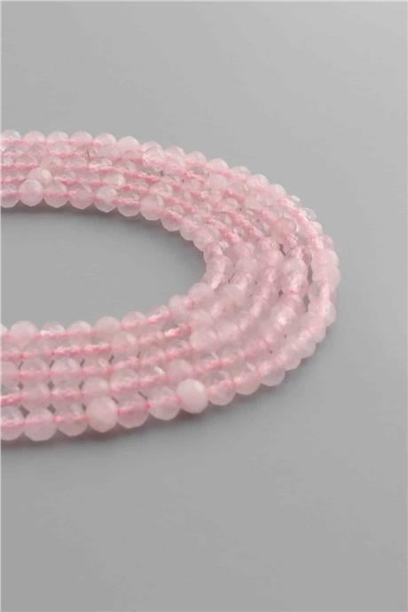 Pembe Kuvars Doğal Taş Kristal Kesim 4mm Dizi