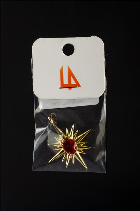 Kuzey Yıldızı Gold Krımızı Zirkon Taşlı Kolye Ucu