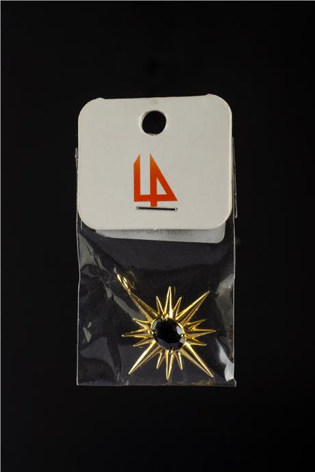 Kuzey Yıldızı Gold Siyah Zirkon Taşlı Kolye Ucu