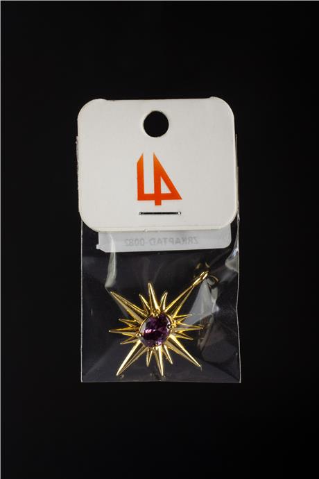 Kuzey Yıldızı Gold Mor Zirkon Taşlı Kolye Ucu