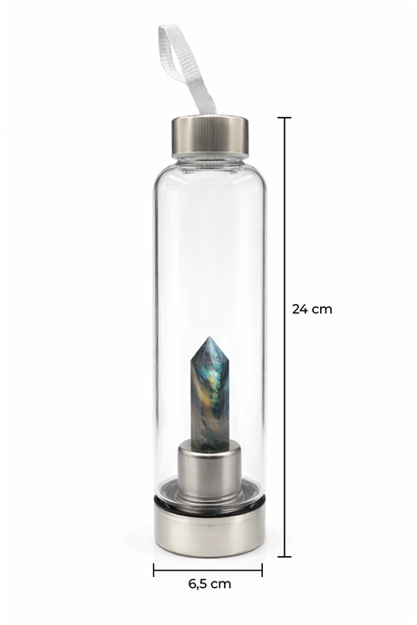 Labradorite Natural Stone 500 Ml Glass Canteen Water Bottle Sheathed
