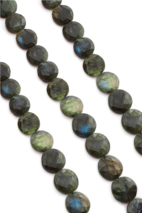 Labradorit Doğal Taş Daire Kristal Kesim 18x7mm Dizi [AA]