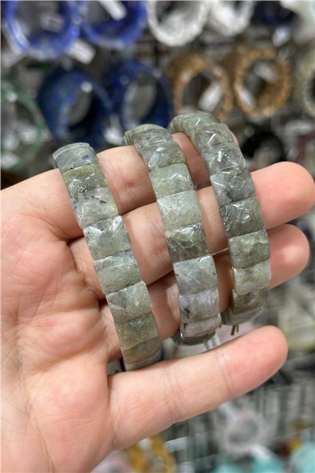 Labradorit Doğal Taş Dikdörtgen Kesim Bileklik