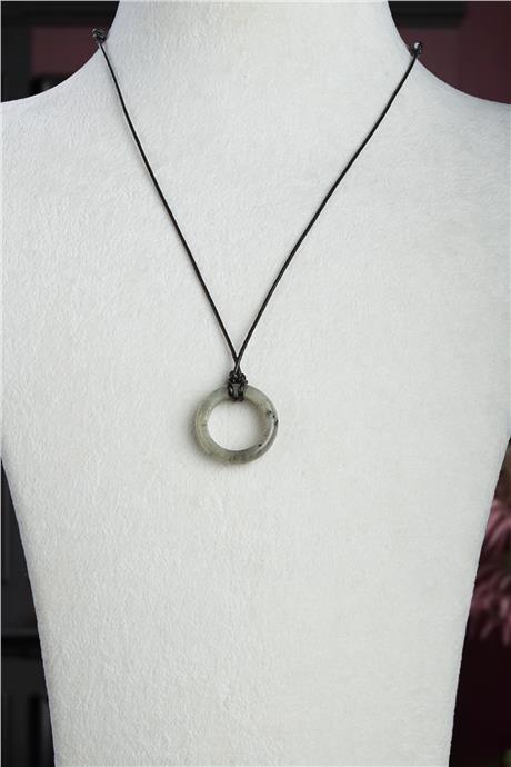 Labradorit Doğal Taş Halka Yüzük Kore İpli Erkek Kolyesi