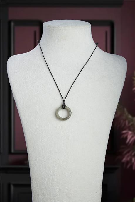 Labradorit Doğal Taş Halka Yüzük Kore İpli Erkek Kolyesi