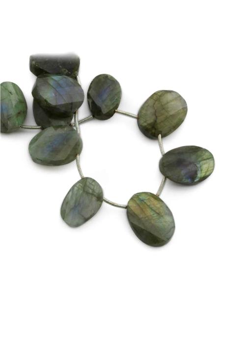 Labradorite Natural Stone Oval Crystal Cut 18x12mm String Of Beads [AA]