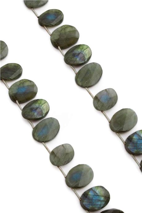 Labradorite Natural Stone Oval Crystal Cut 18x12mm String Of Beads [AA]
