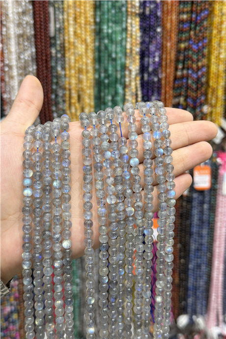 Labradorit Taşı Küre Kesim Parlak 6mm Doğal Taş Dizi [AA]