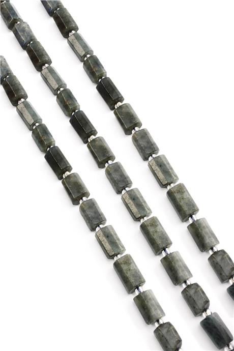 Labradorit Doğal Taş Silindir Kesim 7x12mm Dizi