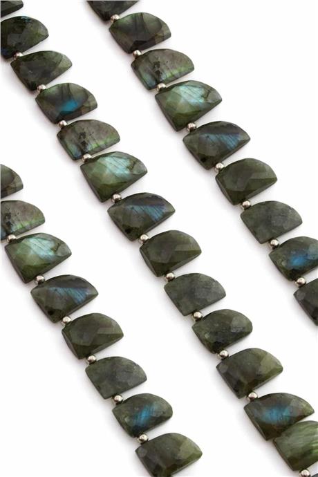 Labradorite Natural Stone Leaf Crystal Cut 16x12mm String Of Beads [AA]