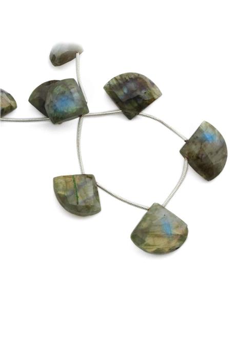 Labradorite Natural Stone Leaf Crystal Cut 18x22mm String Of Beads [AA]