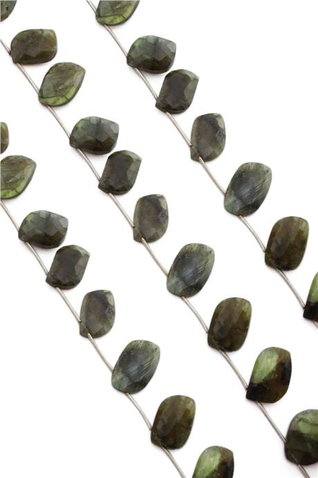 Labradorite Natural Stone Leaf Crystal Cut 21x14mm String Of Beads [AA]