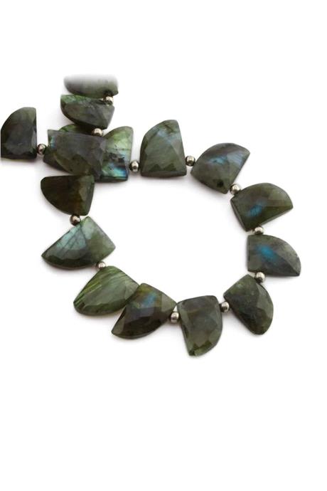 Labradorite Natural Stone Leaf Crystal Cut 16x12mm String Of Beads [AA]
