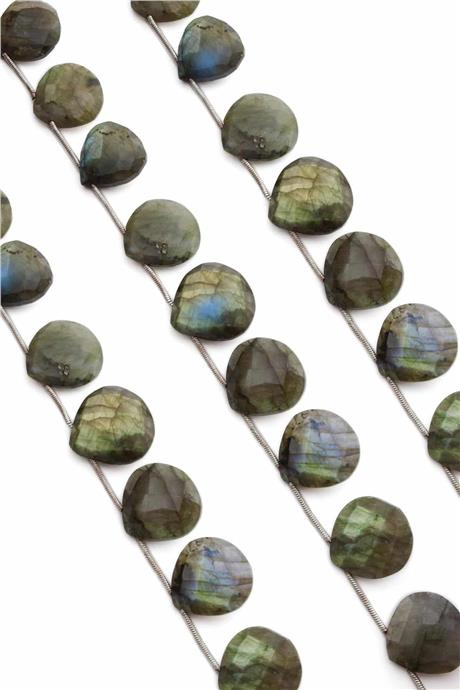 Labradorite Natural Stone Flat Drop Crystal Cut 20x6mm String Of Beads [AA]