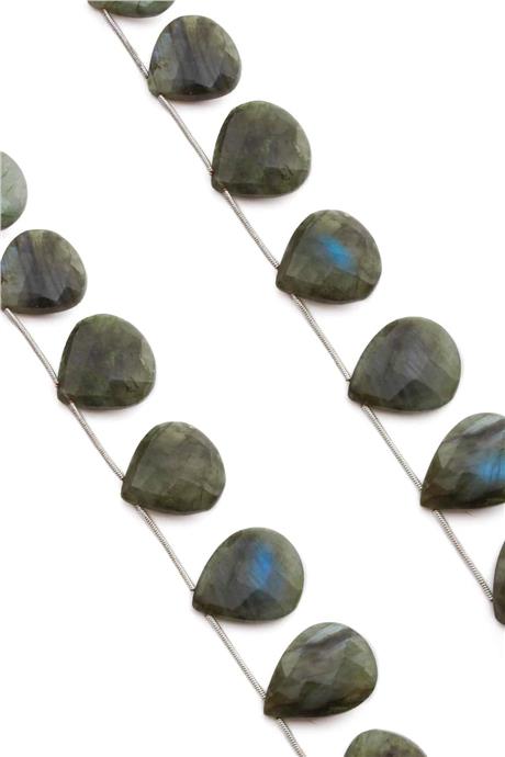 Labradorite Natural Stone Flat Drop Crystal Cut 25x22mm String Of Beads [AA]
