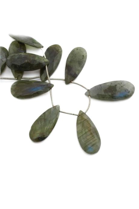 Labradorite Natural Stone Flat Drop Crystal Cut 14x28mm String Of Beads [AA]